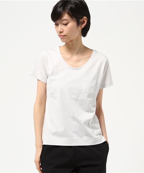 H/standard(アッシュ・スタンダード)の「《H/standard》80/2ガス焼インド綿天竺カットソー(Tシャツ/カットソー・レディース・カーキ/ピンク/グレー/ブルー/ホワイト系その他/グレー系その他/ブルー系その他・MEDIUM)」の3枚目の写真
