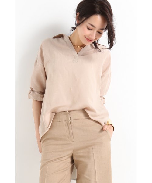 Noble（ノーブル）の「リネンスラブ エアリーシャツ◆（シャツ/ブラウス・レディース・ベージュ/ホワイト・FREE）」の17枚目の写真