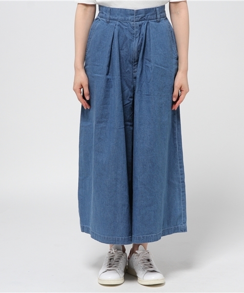 X-girl（エックスガール）の「TUCKED WIDE PANTS（その他パンツ・レディース・ベージュ/インディゴブルー・2/1）」の3枚目の写真