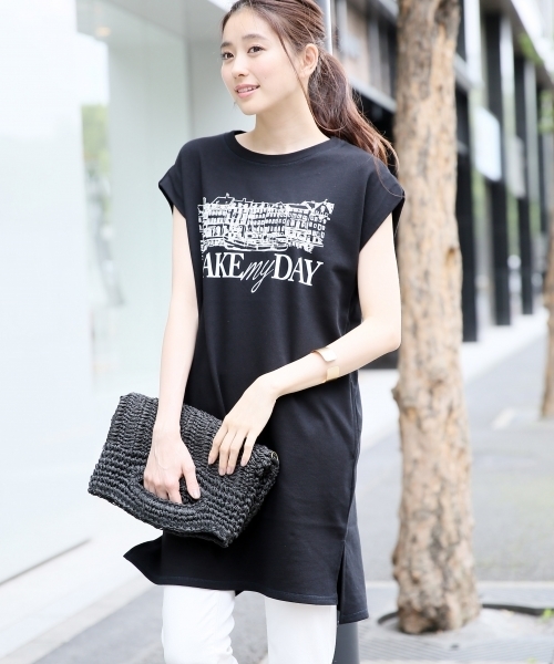 LEPSIM（レプシィム）の「ウラケプリントフレンチスリーブワンピース　718367（ワンピース・レディース・ブラック/グレー/ホワイト・MEDIUM/LARGE）」の3枚目の写真