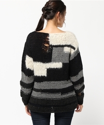 HYSTERIC GLAMOUR◆ナイロンニットプルオーバー/FREE/コットン/BLK/01201NS05 HYSTERIC GLAMOUR(ヒステリックグラマー) / ナイロンニットプル