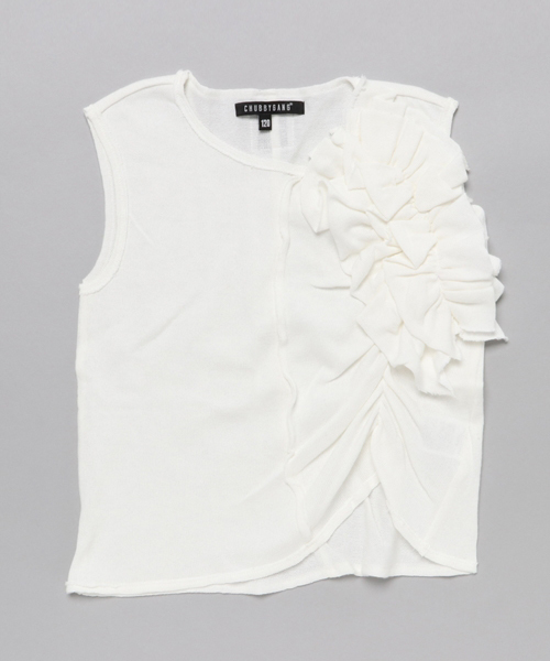 CHUBBYGANG（チャビーギャング）の「フリルデザインノースリーブTシャツ（タンクトップ・キッズ・ブラック/オフホワイト・160/130/140/150/110/120/100）」の8枚目の写真