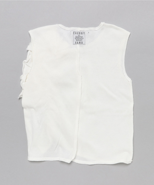 CHUBBYGANG（チャビーギャング）の「フリルデザインノースリーブTシャツ（タンクトップ・キッズ・ブラック/オフホワイト・160/130/140/150/110/120/100）」の3枚目の写真