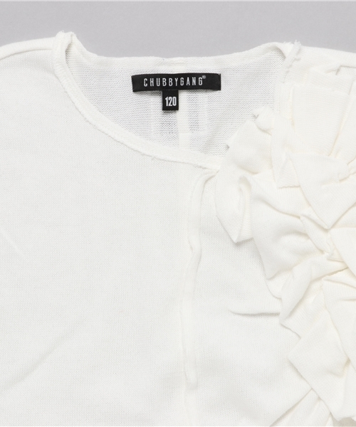 CHUBBYGANG（チャビーギャング）の「フリルデザインノースリーブTシャツ（タンクトップ・キッズ・ブラック/オフホワイト・160/130/140/150/110/120/100）」の4枚目の写真