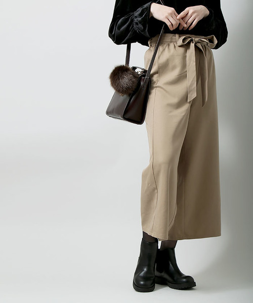 WEGO（ウィゴー）の「WEGO/リボンクロップドワイドパンツ（その他パンツ・レディース・インディゴブルー/ベージュ/サックスブルー/ブラック/ピンク/オフホワイト/ダークインディゴブルー・FREE）」の3枚目の写真