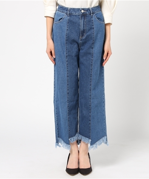 MERLOT（メルロー）の「デニムランダムカットワイドパンツ578-6527（デニムパンツ・レディース・ライトブルー/ブルー/ネイビー・FREE）」の16枚目の写真