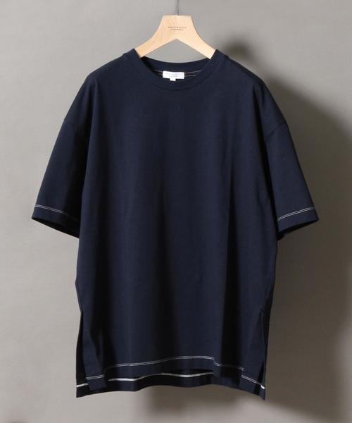 BEAUTY&YOUTH UNITED ARROWS（ビューティーアンドユースユナイテッドアローズ）の「BY サイドスリット ワイド ハーフスリーブ カットソー ◆（Tシャツ/カットソー・メンズ・ホワイト/ベージュ/ライム/オレンジ/ネイビー/ライラック・LARGE/X-LARGE/MEDIUM/SMALL）」の4枚目の写真