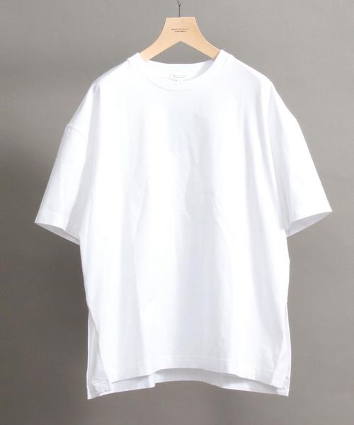 BEAUTY&YOUTH UNITED ARROWS（ビューティーアンドユースユナイテッドアローズ）の「BY サイドスリット ワイド ハーフスリーブ カットソー ◆（Tシャツ/カットソー・メンズ・ホワイト/ベージュ/ライム/オレンジ/ネイビー/ライラック・LARGE/X-LARGE/MEDIUM/SMALL）」の2枚目の写真