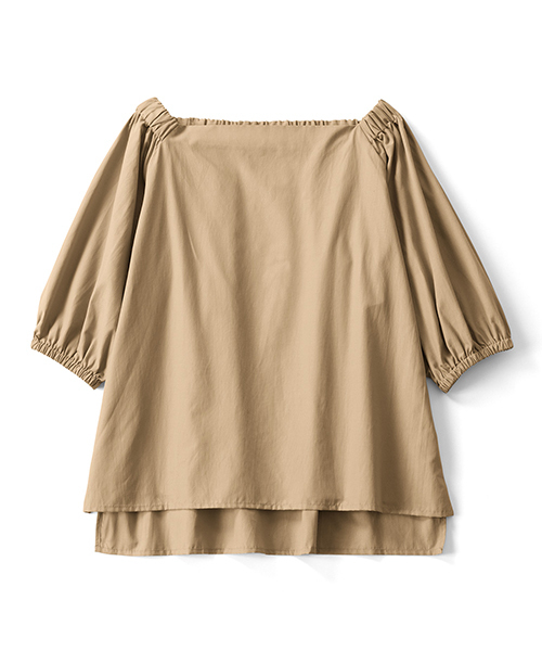 IEDIT（イディット）の「ＩＥＤＩＴ　ハリのある素材がモードな　２ＷＡＹオフショルパフスリーブブラウス/オフショルダー（シャツ/ブラウス・レディース・ピンク/ベージュ・LARGE/SMALL/MEDIUM）」の5枚目の写真