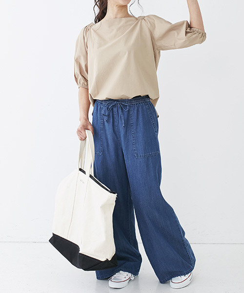 IEDIT（イディット）の「ＩＥＤＩＴ　ハリのある素材がモードな　２ＷＡＹオフショルパフスリーブブラウス/オフショルダー（シャツ/ブラウス・レディース・ピンク/ベージュ・LARGE/SMALL/MEDIUM）」の7枚目の写真