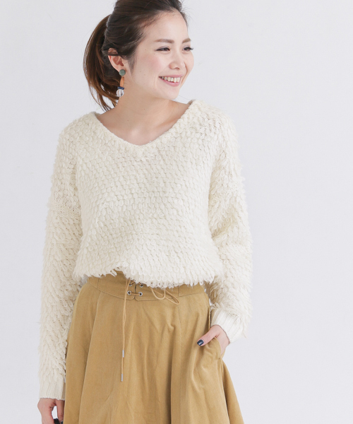 URBAN RESEARCH Sonny Label（アーバンリサーチサニーレーベル）の「ループヤーンニットプルオーバー（ニット/セーター・レディース・グレー/レッド/オフホワイト/ブルー系その他・FREE）」の2枚目の写真