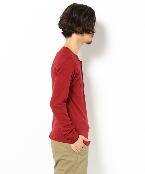 CIAOPANIC(チャオパニック)の「【Ciaopanic】ヘンリーネックL/S(Tシャツ/カットソー・メンズ・ワインレッド/ブラウン/ブラック・MEDIUM/LARGE)」の4枚目の写真