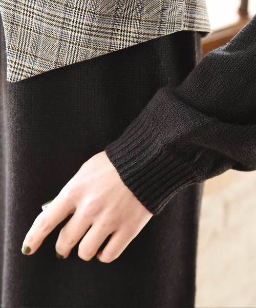 Luz Llena（ラズレナ）の「グレンチェック柄ビスチェドッキングハイネックワンピース（ワンピース・レディース・ブラウン/グレー・MEDIUM）」の12枚目の写真