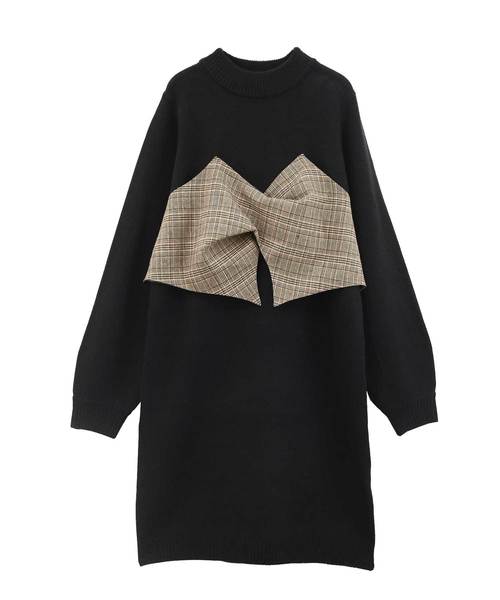 Luz Llena（ラズレナ）の「グレンチェック柄ビスチェドッキングハイネックワンピース（ワンピース・レディース・ブラウン/グレー・MEDIUM）」の5枚目の写真