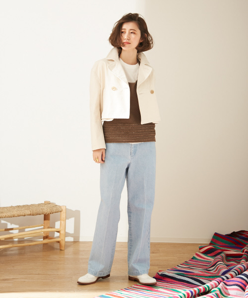 Abahouse Devinette（ドゥヴィネット）の「ショートピーコート（ブルゾン・レディース・ホワイト/ネイビー・FREE）」の6枚目の写真