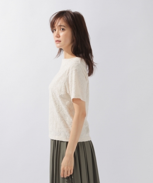 laboratory work(ラボラトリーワーク)の「ジャガードレースモックネックプルオーバー(Tシャツ/カットソー・レディース・アイボリー/オフホワイト/ブラック・MEDIUM)」の8枚目の写真