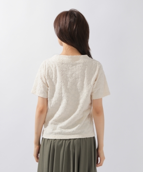 laboratory work(ラボラトリーワーク)の「ジャガードレースモックネックプルオーバー(Tシャツ/カットソー・レディース・アイボリー/オフホワイト/ブラック・MEDIUM)」の9枚目の写真