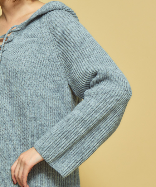 Abahouse Devinette（ドゥヴィネット）の「フーディープルオーバー（ニット/セーター・レディース・ホワイト/ライトグレー/ブラウン・フリー）」の7枚目の写真