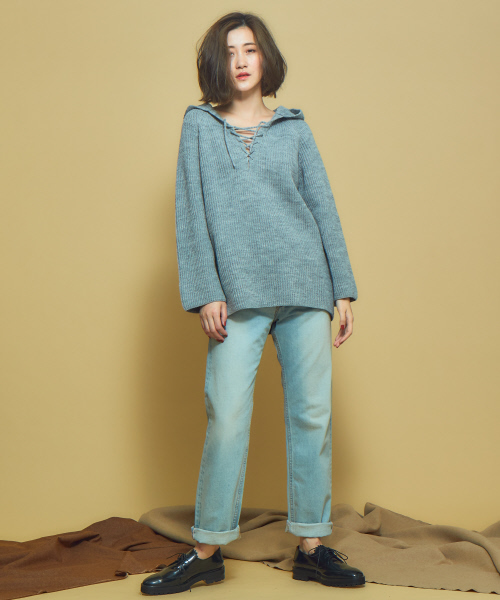 Abahouse Devinette（ドゥヴィネット）の「フーディープルオーバー（ニット/セーター・レディース・ホワイト/ライトグレー/ブラウン・フリー）」の15枚目の写真