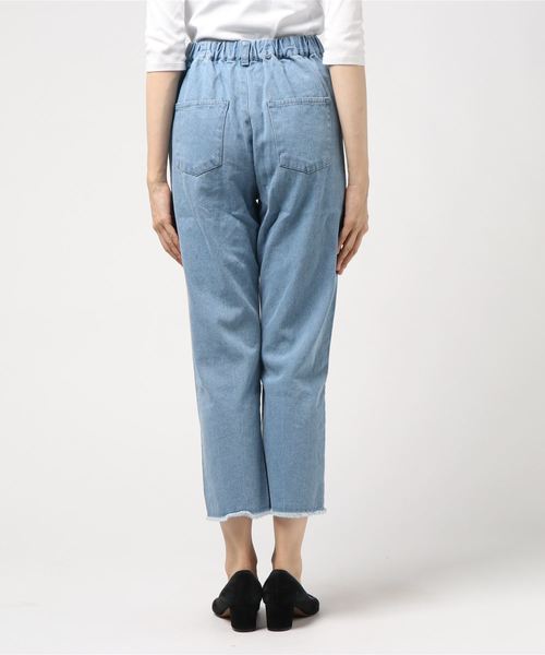 flower（フラワー）の「フレイドヘムパンツ（デニムパンツ・レディース・ブラック/ブルー・FREE）」の4枚目の写真