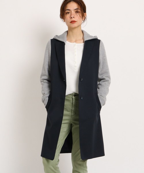 コットンチノストレッチフーデッドコート