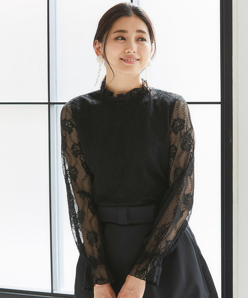 SMILE ORCHID(スマイルオーキッド)の「レーストップスブラウス(シャツ/ブラウス・レディース・ブラック/ベージュ・S/M/L/XL)」の2枚目の写真