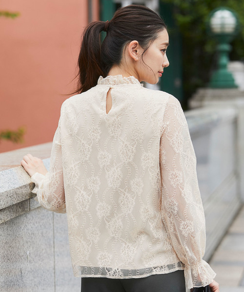 SMILE ORCHID(スマイルオーキッド)の「レーストップスブラウス(シャツ/ブラウス・レディース・ブラック/ベージュ・S/M/L/XL)」の3枚目の写真