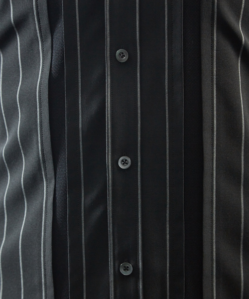 5351 POUR LES HOMMES(ゴーサンゴーイチプールオム)の「【2WAYストレッチ】ストライプ半袖シャツ(シャツ/ブラウス・メンズ・ブラック/ホワイト系その他/ブラック系その他・44/46/48/50)」の19枚目の写真
