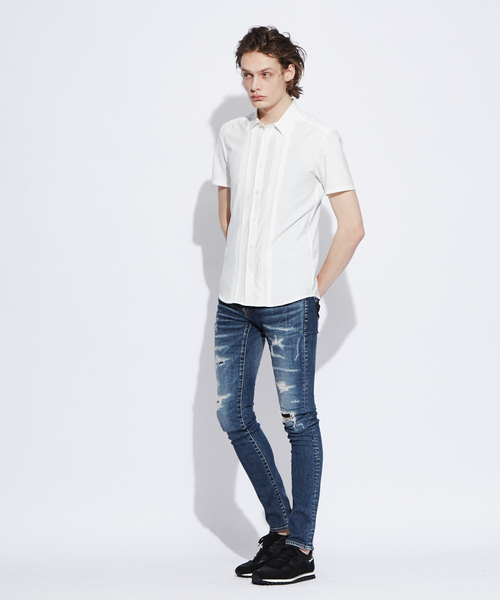 新品未使用　5351 POUR LES HOMMES ストレッチストライプシャツ 5351 POUR LES HOMMES シャツ 「25S/S」ブラッシュ ストライプ