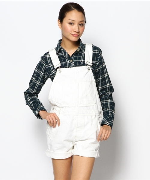 goa(ゴア)の「13OZ ホワイトデニムサロペット(サロペット/オーバーオール・レディース・ホワイト・1/2)」の1枚目の写真
