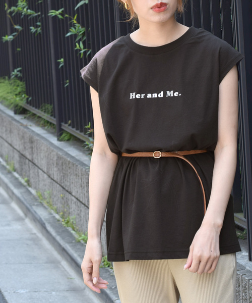 w closet（ダブルクローゼット）の「ロゴプリントノースリTee（Tシャツ/カットソー・レディース・オフホワイト/キャメル/スミクロ・FREE）」の18枚目の写真