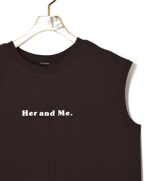 w closet（ダブルクローゼット）の「ロゴプリントノースリTee（Tシャツ/カットソー・レディース・オフホワイト/キャメル/スミクロ・FREE）」の9枚目の写真