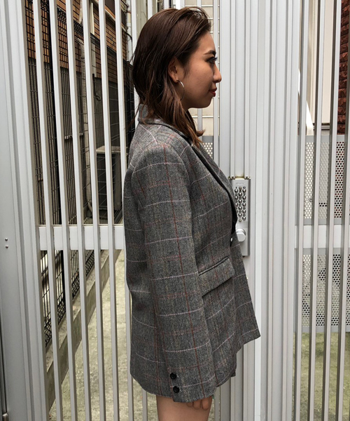 ENVYM（アンビー）の「ダブルブレストチェックＪＫ（テーラードジャケット・レディース・ブラック/ブラウン・FREE）」の7枚目の写真