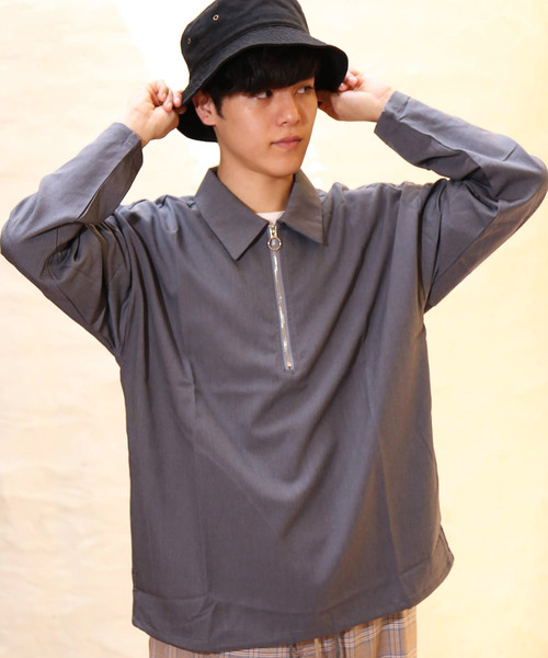 revertical(リバーティカル)の「ハーフジップアップ 無地 長袖 プルオーバー(Tシャツ/カットソー・メンズ・ブラック/ネイビー/グレー/モカ/ワイン・M/L)」の19枚目の写真