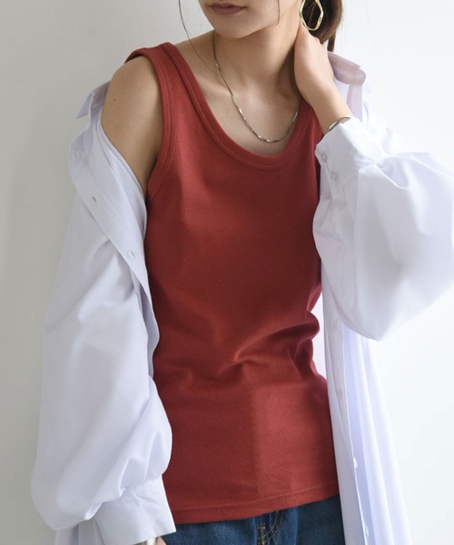 and it_（アンドイット）の「【日本製】スムースロングカラータンクトップ（タンクトップ・レディース・ベビーピンク/チェリーピンク/オレンジ/モカ/パープル/ラベンダー/マスタード/レモンイエロー/ピンク/レンガ/ダークブラウン/ミント/ネイビー/ロイヤルブルー/チャコールグレー/杢グレー/ブルーグリーン/カーキ/ブラック/アイボリー/オートミール・LL1/L1/M1/XX-LARGE/L2/M2/LL2）」の20枚目の写真