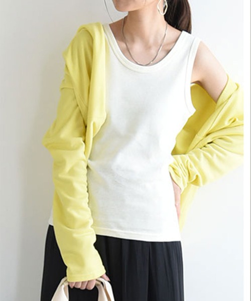 and it_（アンドイット）の「【日本製】スムースロングカラータンクトップ（タンクトップ・レディース・ベビーピンク/チェリーピンク/オレンジ/モカ/パープル/ラベンダー/マスタード/レモンイエロー/ピンク/レンガ/ダークブラウン/ミント/ネイビー/ロイヤルブルー/チャコールグレー/杢グレー/ブルーグリーン/カーキ/ブラック/アイボリー/オートミール・LL1/L1/M1/XX-LARGE/L2/M2/LL2）」の2枚目の写真