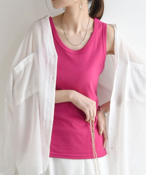 and it_（アンドイット）の「【日本製】スムースロングカラータンクトップ（タンクトップ・レディース・ベビーピンク/チェリーピンク/オレンジ/モカ/パープル/ラベンダー/マスタード/レモンイエロー/ピンク/レンガ/ダークブラウン/ミント/ネイビー/ロイヤルブルー/チャコールグレー/杢グレー/ブルーグリーン/カーキ/ブラック/アイボリー/オートミール・LL1/L1/M1/XX-LARGE/L2/M2/LL2）」の19枚目の写真