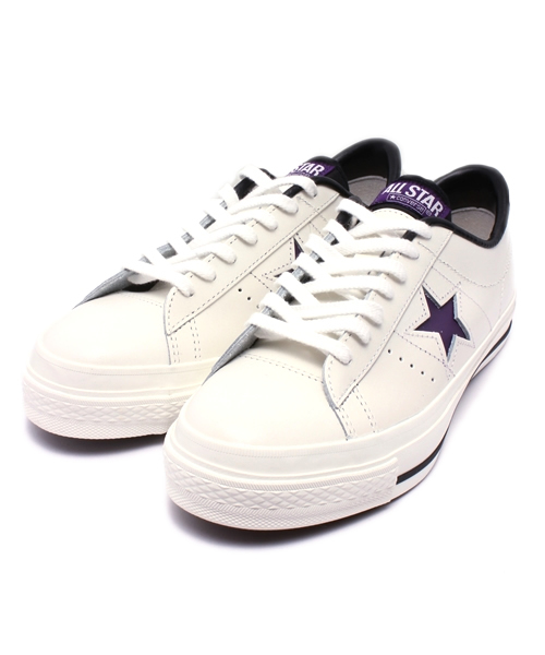CONVERSE（コンバース）の「ONE STAR J/ワンスター Ｊ（スニーカー・レディース・ホワイト×グリーン/ホワイト×パープル・10.5/7/6/4.5/9.5/5/6.5/8/5.5/7.5/8.5/9）」の2枚目の写真