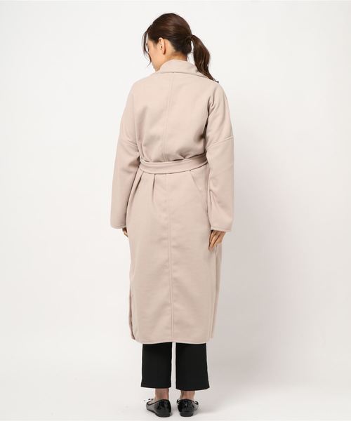 STYLEBLOCK（スタイルブロック）の「ソフトメルトンテーラードガウンコート（チェスターコート・レディース・ピンク系その他/ライトベージュ/グリーン系その他/モカ・M）」の7枚目の写真