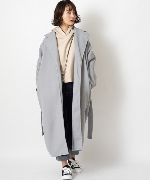 STYLEBLOCK（スタイルブロック）の「ソフトメルトンテーラードガウンコート（チェスターコート・レディース・ピンク系その他/ライトベージュ/グリーン系その他/モカ・M）」の3枚目の写真