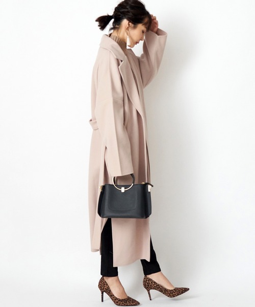 STYLEBLOCK（スタイルブロック）の「ソフトメルトンテーラードガウンコート（チェスターコート・レディース・ピンク系その他/ライトベージュ/グリーン系その他/モカ・M）」の2枚目の写真