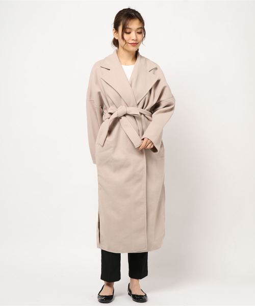 STYLEBLOCK（スタイルブロック）の「ソフトメルトンテーラードガウンコート（チェスターコート・レディース・ピンク系その他/ライトベージュ/グリーン系その他/モカ・M）」の10枚目の写真