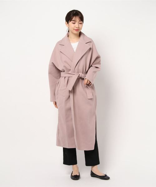 STYLEBLOCK（スタイルブロック）の「ソフトメルトンテーラードガウンコート（チェスターコート・レディース・ピンク系その他/ライトベージュ/グリーン系その他/モカ・M）」の9枚目の写真