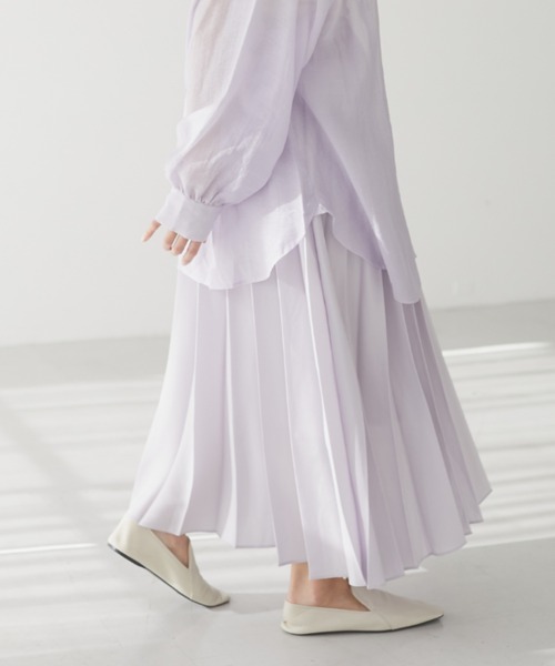 CRAFT STANDARD BOUTIQUE(クラフトスタンダードブティック)の「プリーツロングフレアスカート *◇(スカート・レディース・ドット/サックスブルー/グリーン/その他1/グレイッシュベージュ/ネイビー/ライトグリーン/モカ/パープル・FREE)」の1枚目の写真