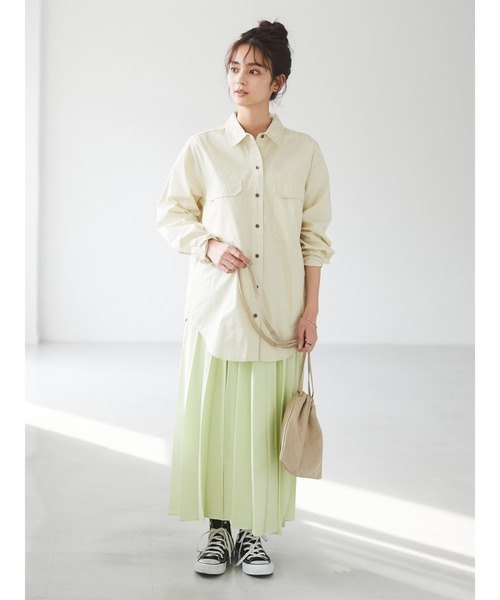 CRAFT STANDARD BOUTIQUE(クラフトスタンダードブティック)の「プリーツロングフレアスカート *◇(スカート・レディース・ドット/サックスブルー/グリーン/その他1/グレイッシュベージュ/ネイビー/ライトグリーン/モカ/パープル・FREE)」の10枚目の写真