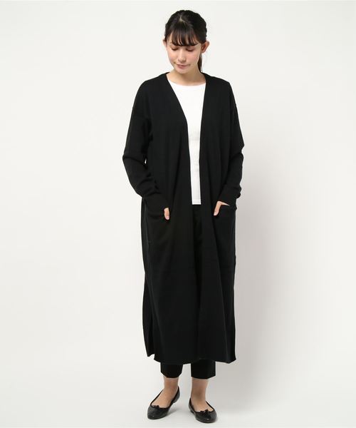 AMERICAN HOLIC（アメリカンホリック）の「Vネックロングニットカーディガン　＊（カーディガン/ボレロ・レディース・ブラック/ベージュ/ネイビー/サックスブルー・M/L）」の2枚目の写真