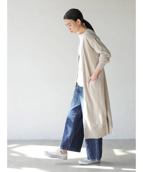 AMERICAN HOLIC（アメリカンホリック）の「Vネックロングニットカーディガン　＊（カーディガン/ボレロ・レディース・ブラック/ベージュ/ネイビー/サックスブルー・M/L）」の5枚目の写真