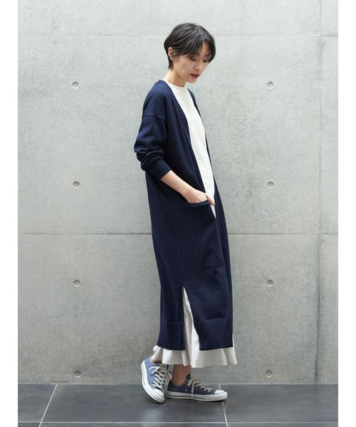 AMERICAN HOLIC（アメリカンホリック）の「Vネックロングニットカーディガン　＊（カーディガン/ボレロ・レディース・ブラック/ベージュ/ネイビー/サックスブルー・M/L）」の15枚目の写真