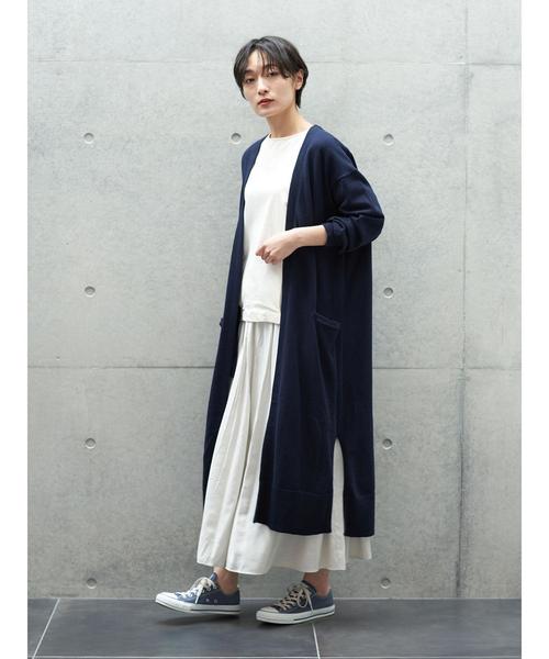 AMERICAN HOLIC（アメリカンホリック）の「Vネックロングニットカーディガン　＊（カーディガン/ボレロ・レディース・ブラック/ベージュ/ネイビー/サックスブルー・M/L）」の14枚目の写真