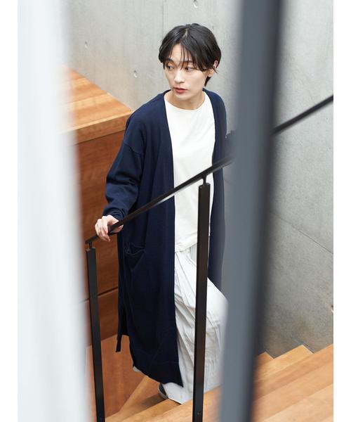 AMERICAN HOLIC（アメリカンホリック）の「Vネックロングニットカーディガン　＊（カーディガン/ボレロ・レディース・ブラック/ベージュ/ネイビー/サックスブルー・M/L）」の9枚目の写真